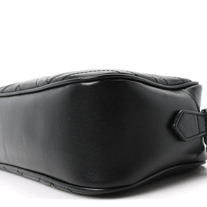 Calfskin Matelasse Monochrome Small GG Marmont Chain Shoulder Bag Black