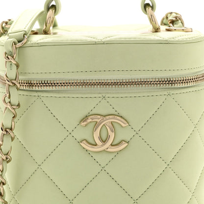 Lambskin Quilted Trendy Vanity Case Sea Green
