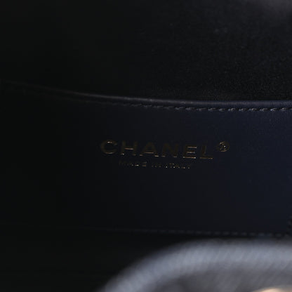 Denim Quilted Mini Chanel 25 Handbag Dark Blue