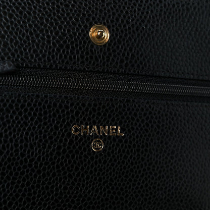 Caviar Quilted Wallet on Chain WOC Black