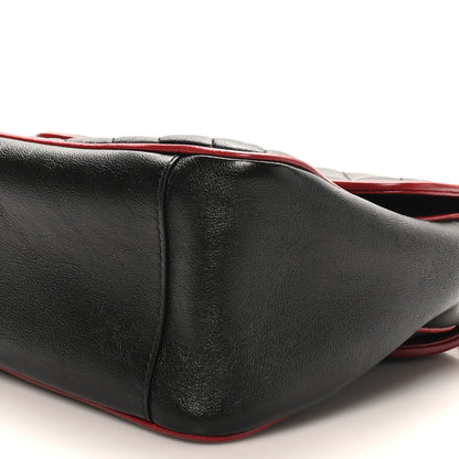 Vintage Effect Calfskin Matelasse Diagonal Small Torchon GG Marmont Top Handle Shoulder Bag Black Romantic Cherry
