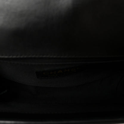 Lambskin Quilted Small Boy Flap Black