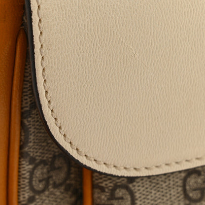 GG Supreme Monogram Calfskin Mini Padlock Flap Pocket Shoulder Bag Beige Mystic White Sun Oil