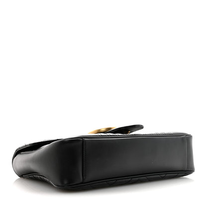 Calfskin Matelasse Medium GG Marmont Shoulder Bag Black
