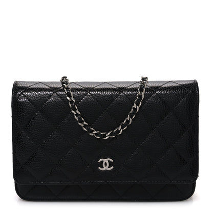 Caviar Quilted Wallet on Chain WOC Black
