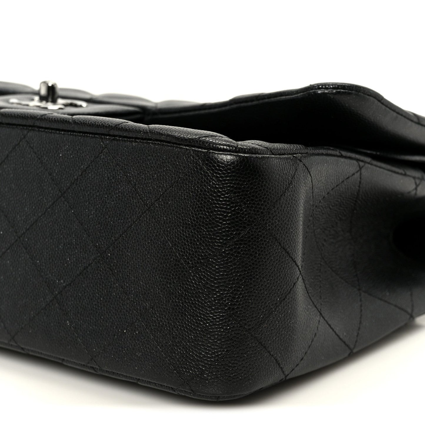 Iridescent Caviar Quilted Jumbo Double Flap Black