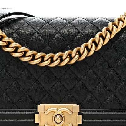 Caviar Quilted Medium Boy Flap Black