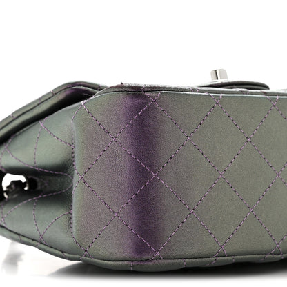 Iridescent Lambskin Quilted Mini Square Flap Dark Purple