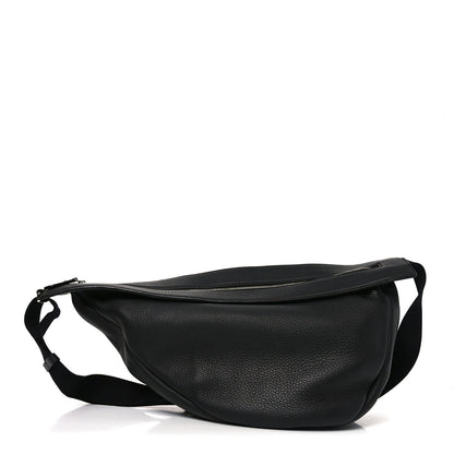 Grained Calfskin Large Slouchy Banana Bag Black