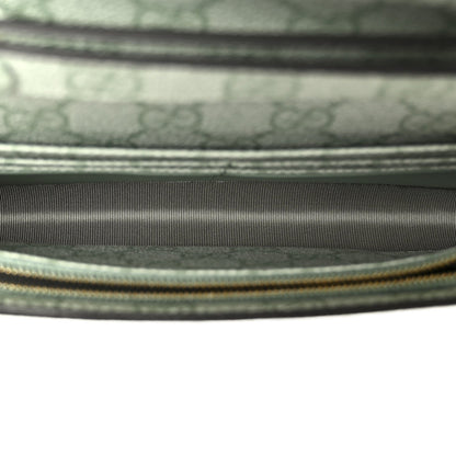 GG Supreme Monogram Textured Calfskin Emblem Wallet On Chain Sage Green