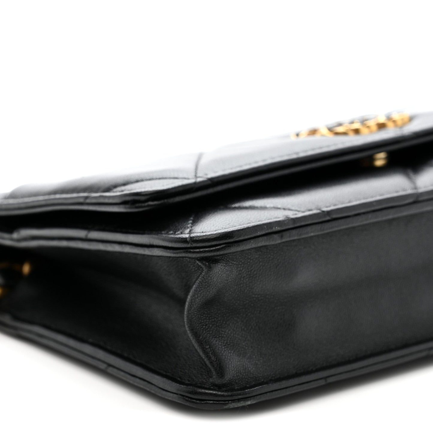 Lambskin Quilted Chanel 19 Wallet On Chain WOC Black