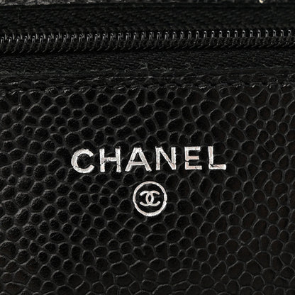 Caviar Quilted Wallet on Chain WOC Black