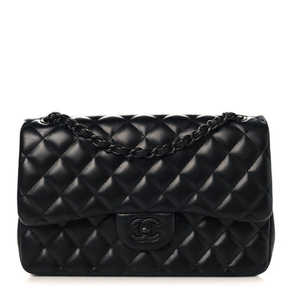 Lambskin Quilted Jumbo Double Flap So Black