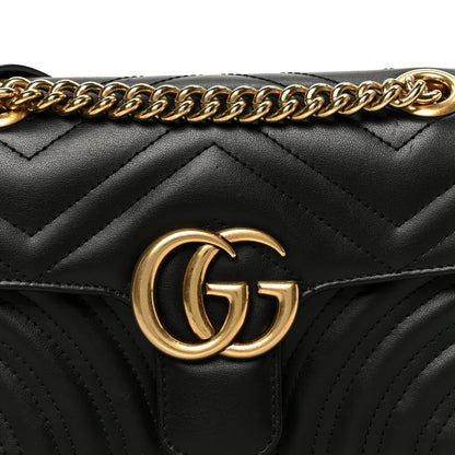 Calfskin Matelasse Mini GG Marmont Shoulder Bag Black