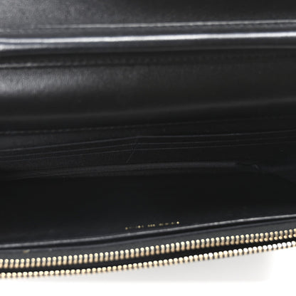 Lambskin Quilted Golden Class Wallet on Chain WOC Black