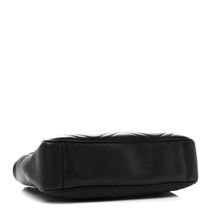 Calfskin Matelasse Medium GG Marmont Open Top Shoulder Bag Black