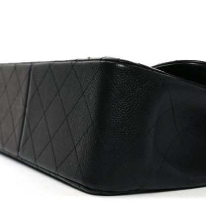 Caviar Quilted Jumbo Double Flap Black