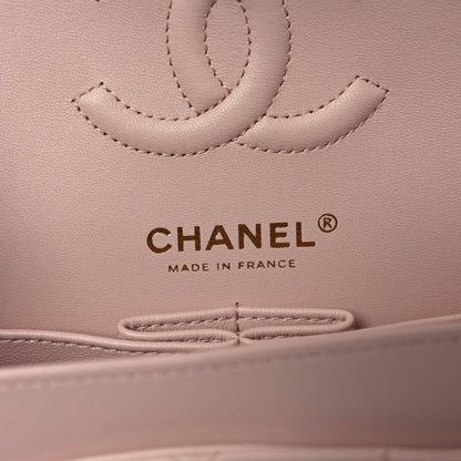 Lambskin Quilted Small Double Flap Light Pink