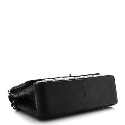 Lambskin Quilted Jumbo Double Flap Black
