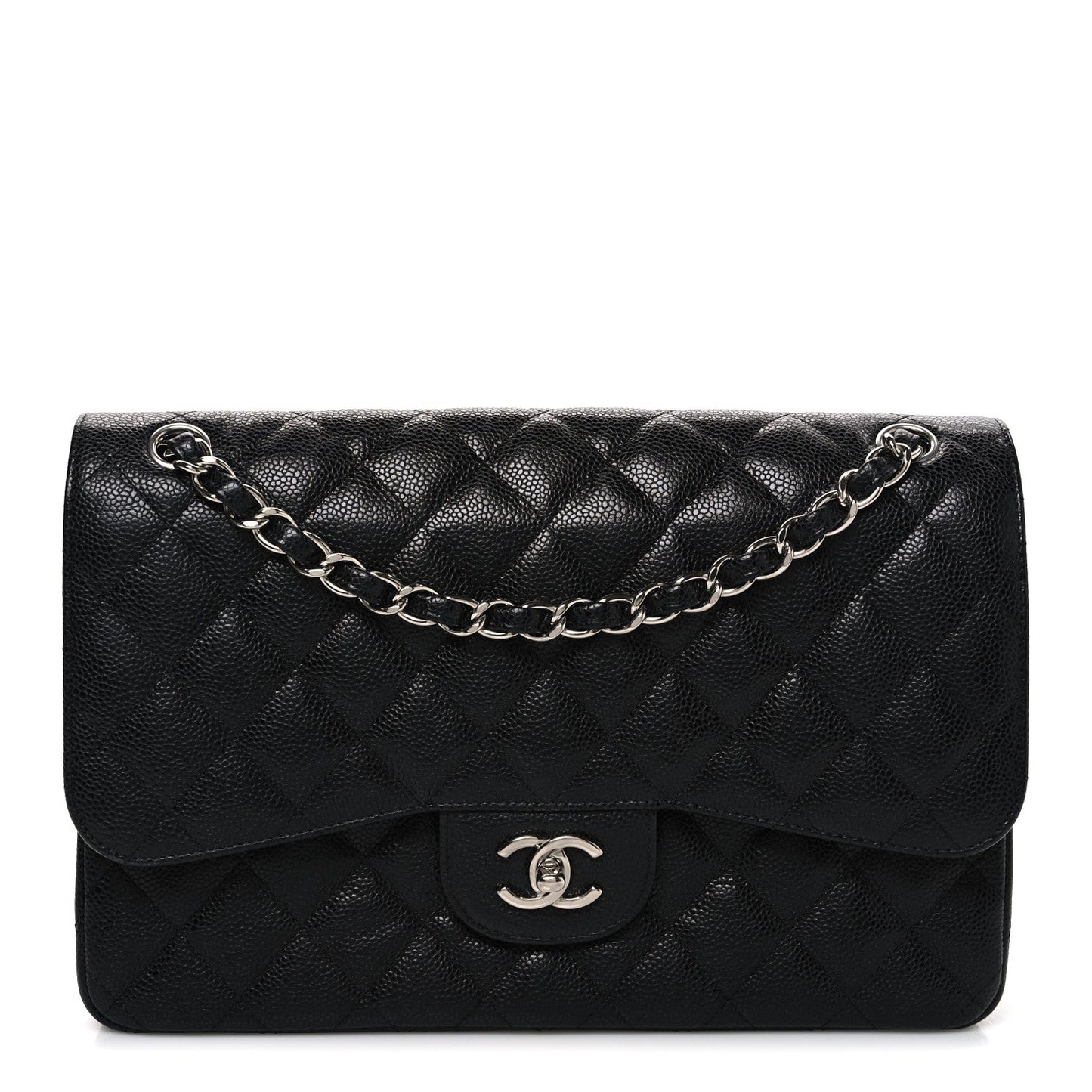 Caviar Quilted Jumbo Double Flap Black