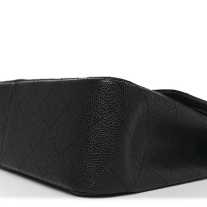 Caviar Quilted Jumbo Double Flap Black