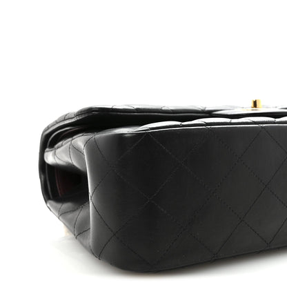 Lambskin Quilted Jumbo Double Flap  Black