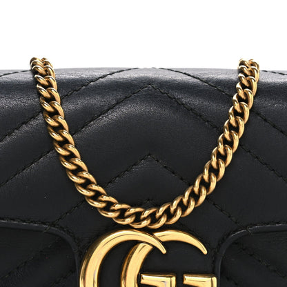 Calfskin Matelasse Super Mini GG Marmont Shoulder Bag Black
