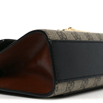 GG Supreme Monogram Calfskin Small Padlock Shoulder Bag Beige Black Cuir