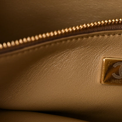 Suede Calfskin Small Souplissimo Maxi Flap Dark Beige