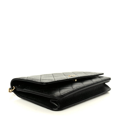 Caviar Quilted Wallet on Chain WOC Black