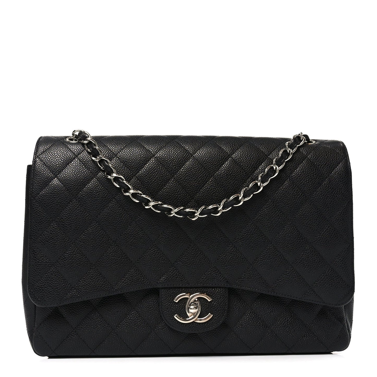 Caviar Quilted Maxi Double Flap Black