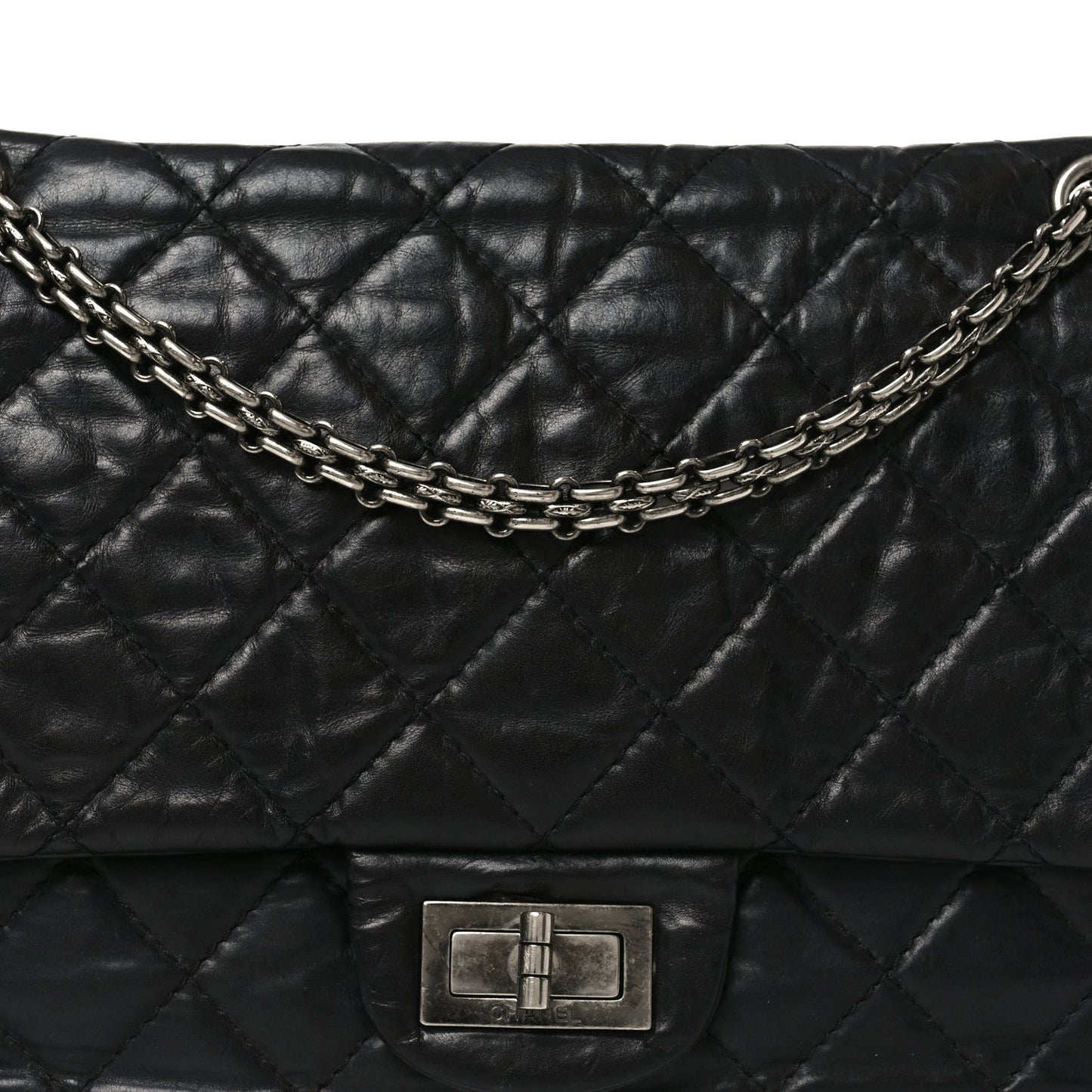 Aged Calfskin Quilted 2.55 Reissue 226 Flap Black