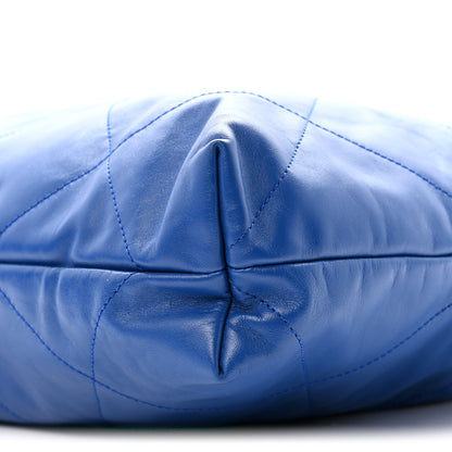 Shiny Calfskin Quilted Chanel 22 Blue