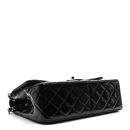 Patent Quilted Jumbo Double Flap Black
