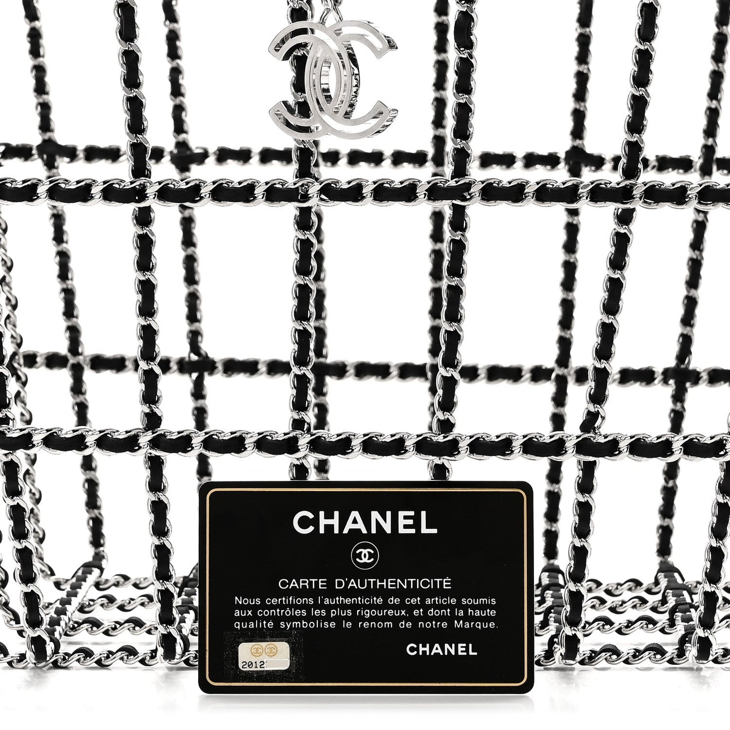Brass Calfskin Medium Grocery By Chanel Shopping Basket Silver