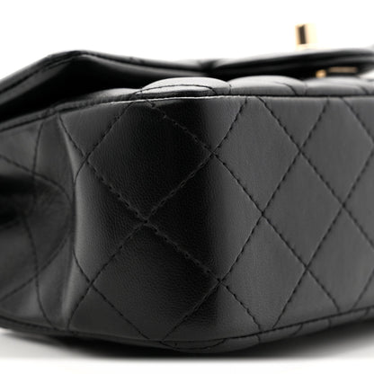 Lambskin Quilted Mini Rectangular Flap Black