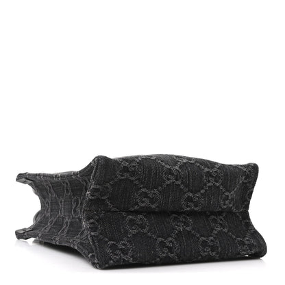 Denim GG Monogram Dollar Calfskin Mini Ophidia Tote Black Grey