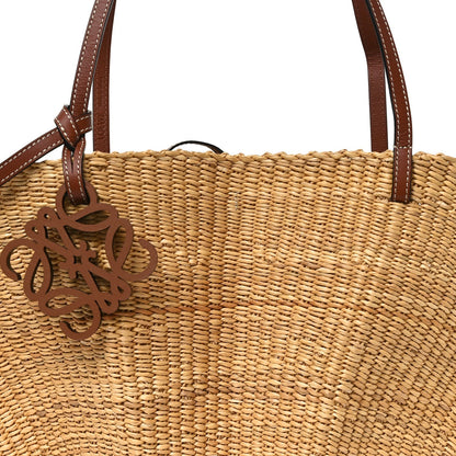 Calfskin Raffia Paulas Ibiza Small Shell Basket Tote Bag Natural Tan