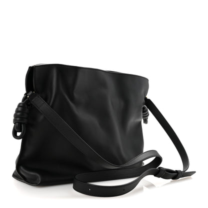 X ALBERS Nappa Calfskin Medium Flamenco Knot Clutch Black Burgundy