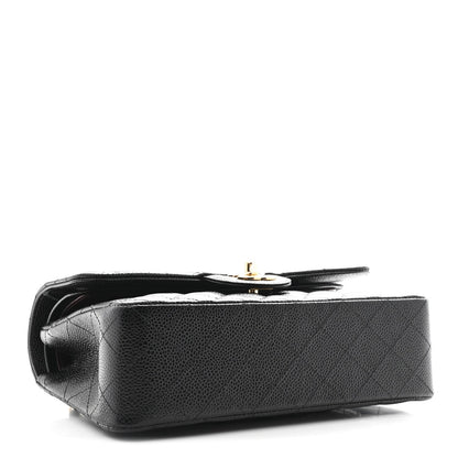 Caviar Quilted Small Double Flap Black