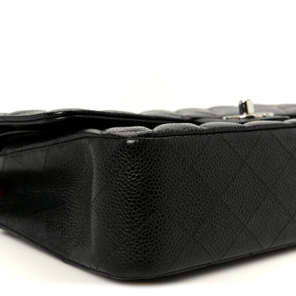 Caviar Quilted Medium Double Flap Black