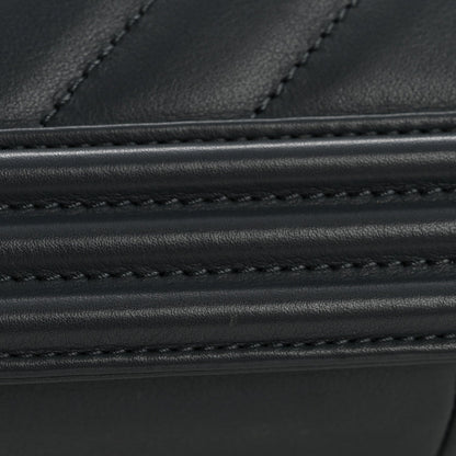 Calfskin Chevron Quilted New Medium Boy Flap Dark Navy Blue