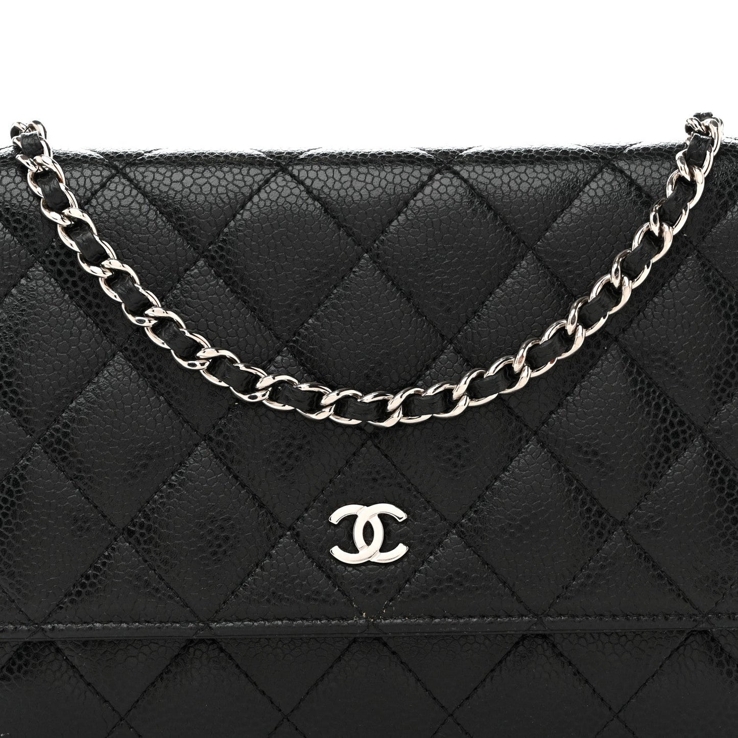Caviar Quilted Wallet On Chain WOC Black