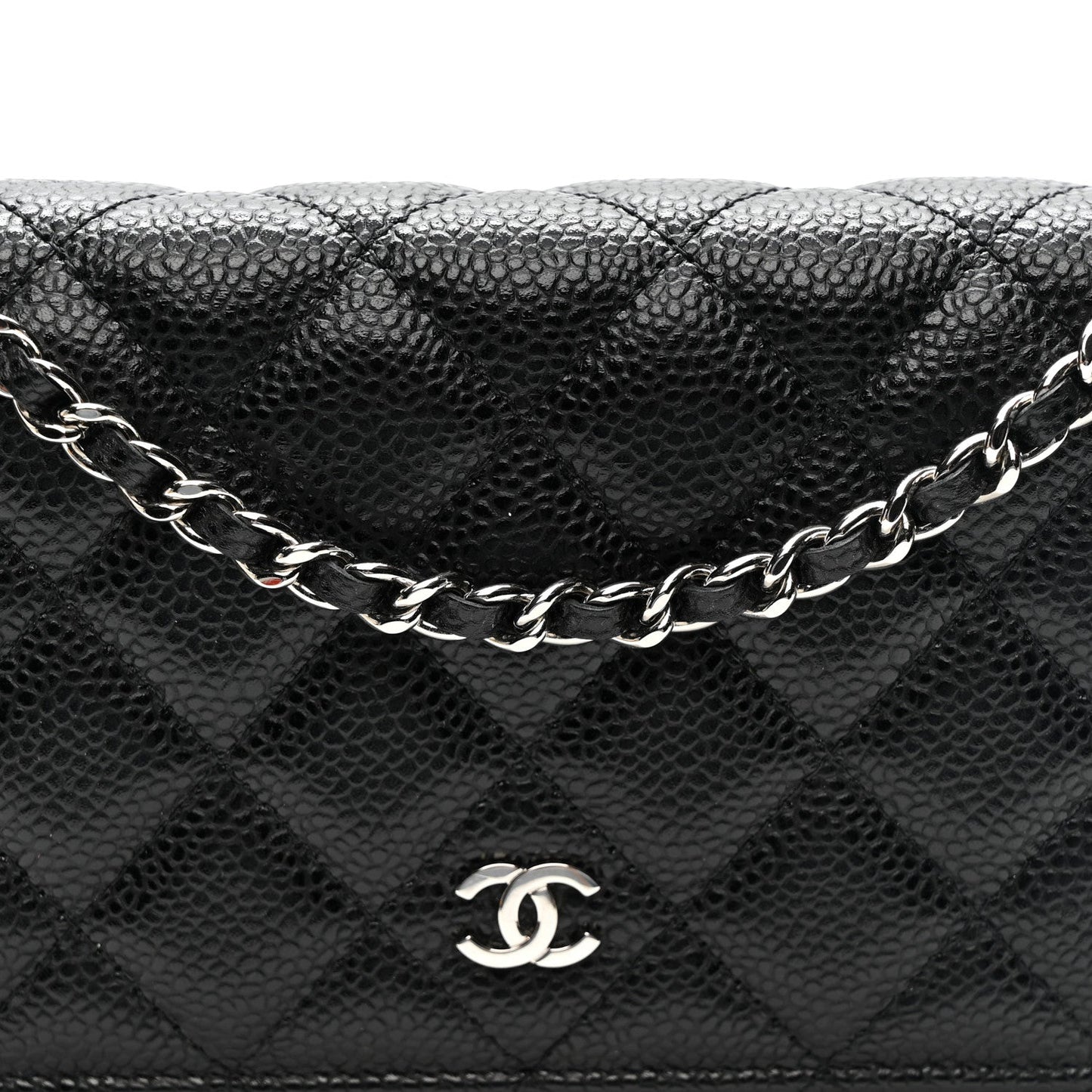 Caviar Quilted Wallet on Chain WOC Black