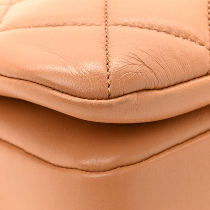 Lambskin Quilted Medium Trendy CC Flap Dual Handle Bag Camel