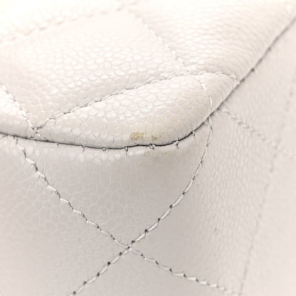 Caviar Quilted Medium Double Flap Light Grey