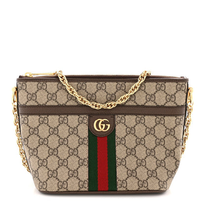 GG Supreme Monogram Web Ophidia Chain Shoulder Bag Brown