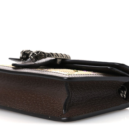 Monogram Jumbo GG Textured Dollar Calfskin Embroidered Super Mini Dionysus Shoulder Bag Camel Ebony New Acero Multicolor