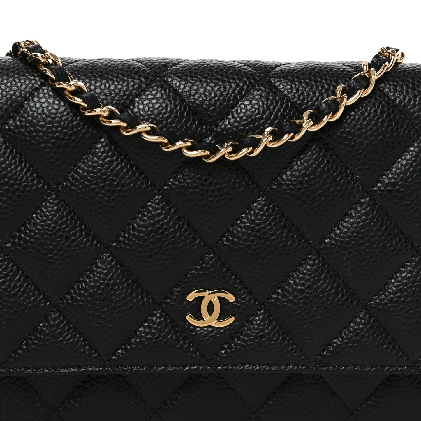 Caviar Quilted Wallet on Chain WOC Black