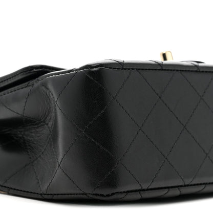 Lambskin Quilted Mini Rectangular Flap Black